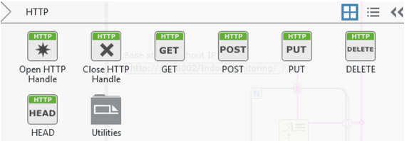 HTTP palette in LabVIEW NXG for connecting to a web service