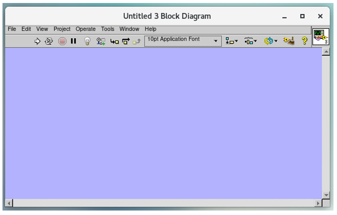 Screenshot of the block diagram after changing its background color in the LabVIEW configuration file to purple 