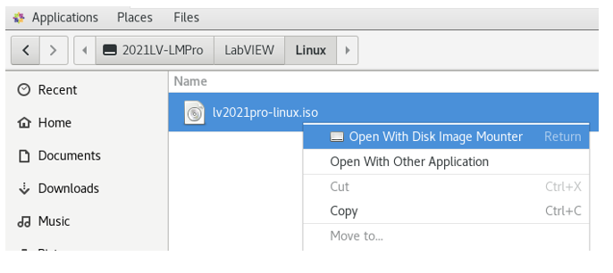 Screenshot of mounting the iso file 