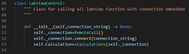 Depiction of the LabVIEWControl class as Python code 