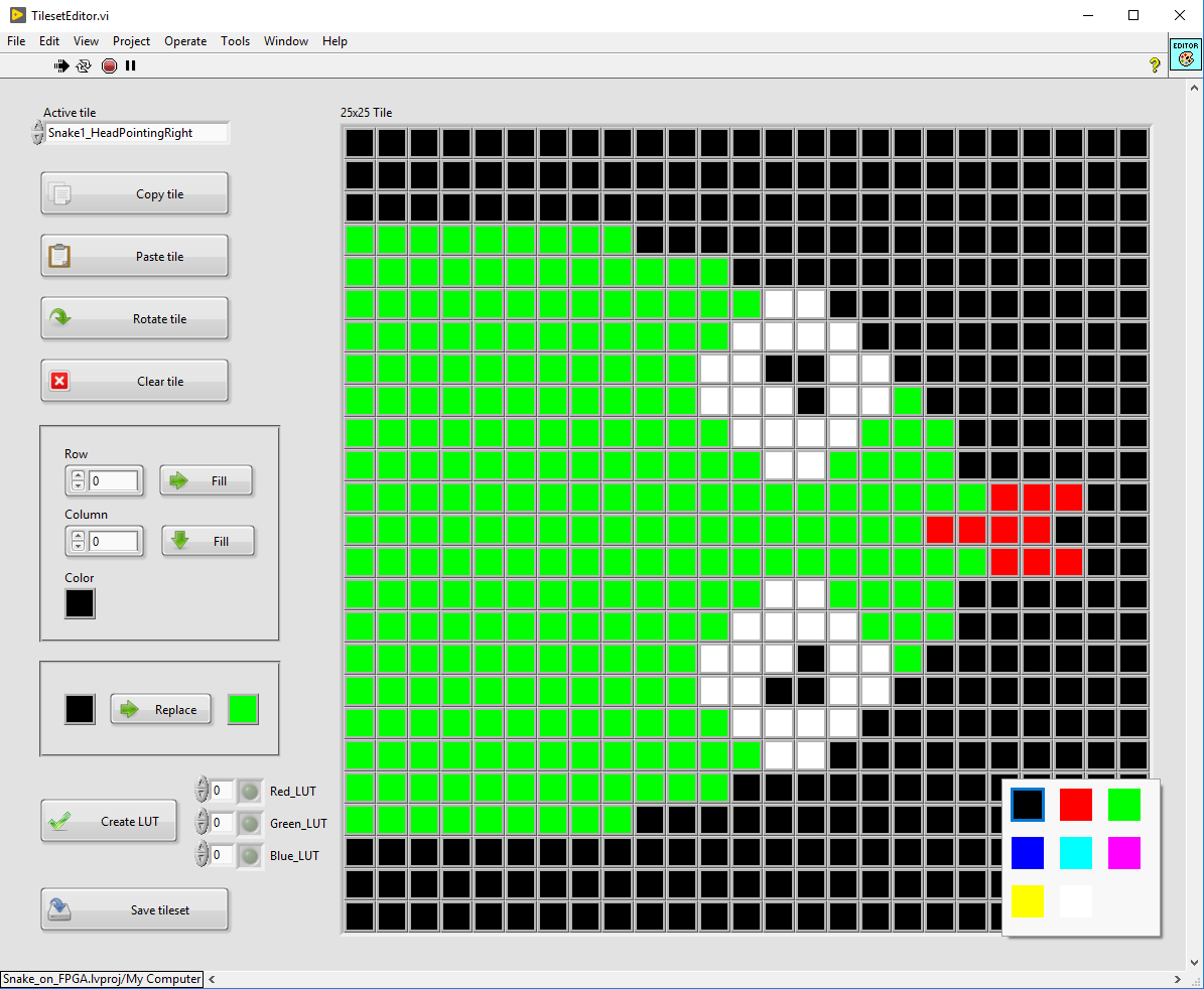 Depiction of the tile set editor